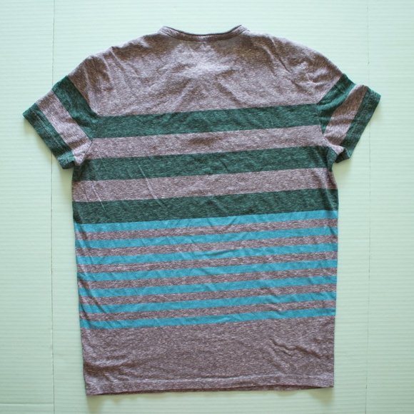 American Eagle Outfitter  - Henley Style Grey Striped Short-sleeved Tee - Mens S - Picture 5 of 6